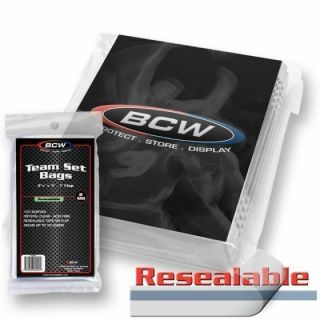 Bcw Team Set Bags 100 Resealable Sports Card Protect Holder Sleeves Display