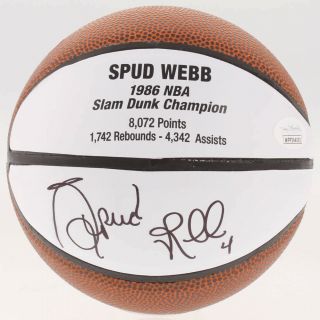 Spud Webb Signed Autographed 1986 Slam Dunk Champion Mini Basketball Jsa