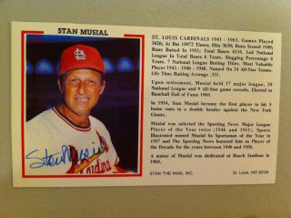 Stan Musial St.  Louis Cardinals Baseball Signed Autographed 6x4 Photo Auth Jsa