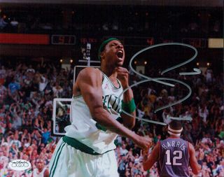 Paul Pierce Boston Celtics Signed 8x10 Fist Pump Glossy Photo Jsa Authenticated