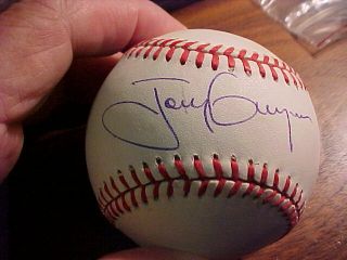 Hof 2007 Tony Gwynn Auto On A Bill White Mlb Baseball - San Diego Padres