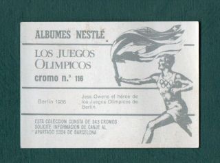 JESSE OWENS 1964 - SPANISH ISSUE NESTLE LOS JUEGOS OLIMPICOS 116 2