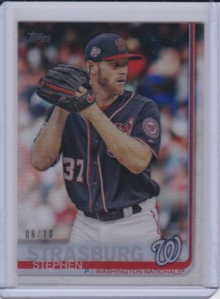2019 Topps Series 2 356 Stephen Strasburg Clear Acetate Parallel /10 Nationals