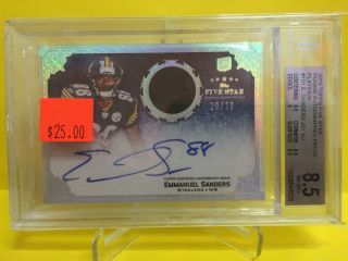 Emmanuel Sanders 2010 Topps Five Star Auto Patch Rc 20/20 Bgs 8.  5/10 Steelers