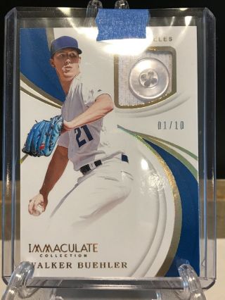 Walker Buehler 2019 Panini Immaculate Game Button Relic 1/10 Dodgers Ssp