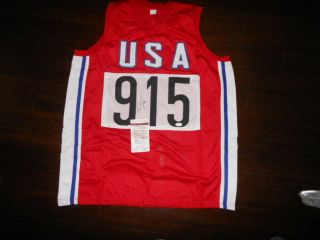 Carl Lewis Autographed/signed Jersey Jsa Team Usa Olympics