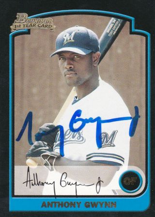 Auto Autograph Signed Mlb Baseball Card Tony Gwynn Jr.  Brewers Padres Dodgers