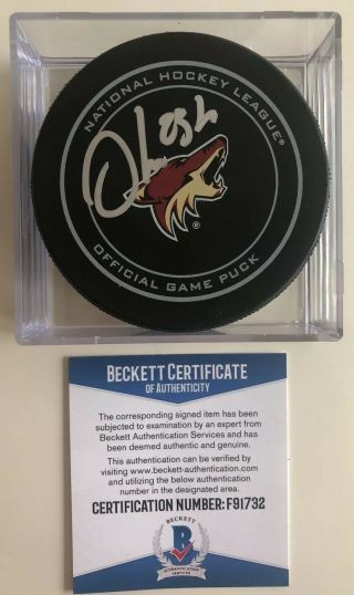 Oliver Ekman - Larsson Signed Arizona Coyotes Puck Beckett 23 Nhl All Star