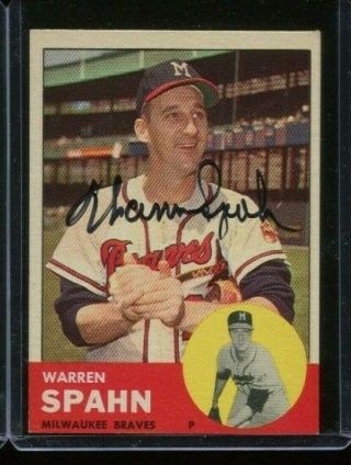 1963 Topps 320 Warren Spahn Autographed Signed Braves Card