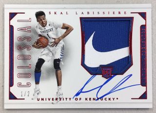 2016 - 17 National Treasures Skal Labissiere Rpa Nike Logo Patch Auto Rc 1/2 Jsy