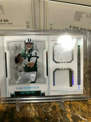 2018 Panini National Treasures Sam Darnold Double Patch 12/25 Jets Rookie Rc
