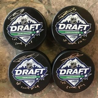 Bowen Byram Signed Autographed 2019 Nhl Draft Puck 1st Round Pick Avalanche