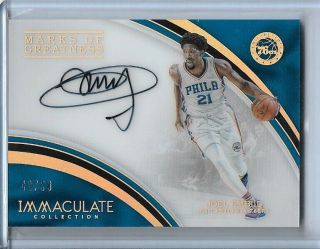 16 - 17 Immaculate Marks Of Greatness On Card Auto Joel Embiid 