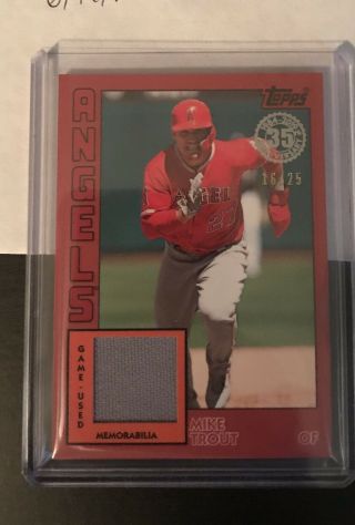 2019 Topps Series 2 Mike Trout 1984 Topps Relic Angels Jersey Gray Red /25 Sp