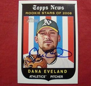 Dana Eveland Signed 2008 Topps Heritage Rookie Stars Baseball Card Oakland A 