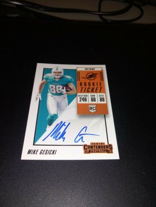 Mike Gesicki 2018 Panini Contenders Rookie Autograph Dolphins Penn State