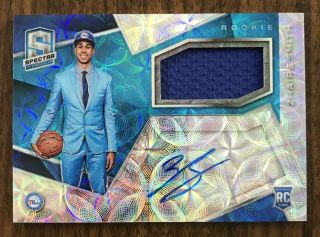 Zhaire Smith 2018 - 19 Spectra Rookie Jersey Auto Neon Blue Parallel 64/99 76ers