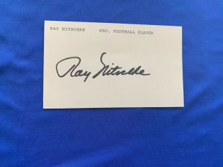 Ray Nitschke Signed 3x5 Index Card Greenbay Packers Vince Lombardi Jsa