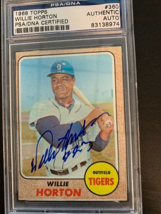 Willie Horton Signed 1968 Topps Psa Detroit Tigers Autographed Card 326