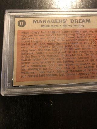 1962 Topps Managers’ Dream Mickey Mantle & Willie Mays 18 PSA 7 6