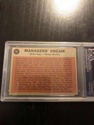 1962 Topps Managers’ Dream Mickey Mantle & Willie Mays 18 PSA 7 7