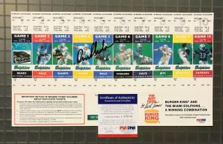 Don Shula Signed 1987 Uncut Game Ticket Sheet Autographed Psa/dna Dolphins