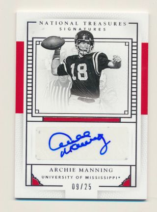 2016 Panini National Treasures Collegiate Signatures 7 Archie Manning Auto /25