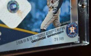 2017 TOPPS NOW ASTROS WORLD SERIES GEORGE SPRINGER GAME BASE CARD 29/49 2