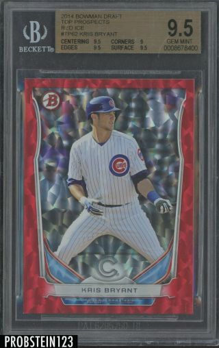 2014 Bowman Red Ice Kris Bryant Chicago Cubs Rc Rookie 114/150 Bgs 9.  5