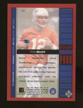 2000 Upper Deck Ultimate Victory 146 Tom Brady Patriots RC Rookie /2000 2