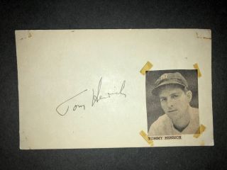 1930s Yankees: Tom Henrich,  Vintage Signed 3x5 From 1950