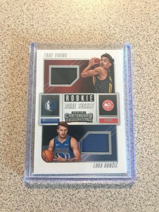2018 - 19 Panini Contenders Rookie Ticket Luka Doncic Trae Young Rc Dual Jersey