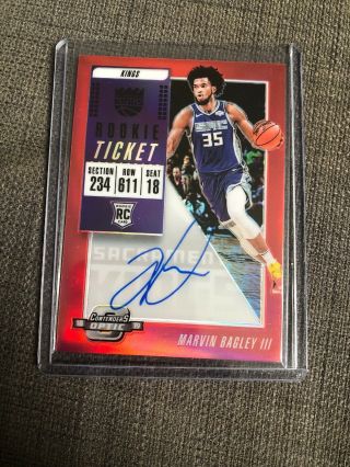 Marvin Bagley Kings 2018 - 19 Contenders Optic Red Rookie Ticket Rc Auto 11/149