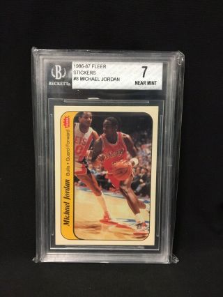 1986 Fleer Michael Jordan Rookie Card Sticker Bgs 7 - - Card