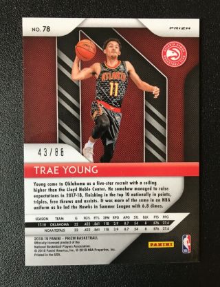 2018 - 19 Panini Prizm Choice Red Trae Young Hawks RC Rookie /88 2