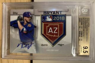 2018 Topps Kris Bryant Spring Training Logo Patch Auto 2/5 Cubs Bgs 9.  5 Auto 10