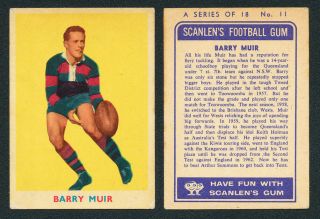 Barry Muir 1963 Scanlens Rugby League Card 11