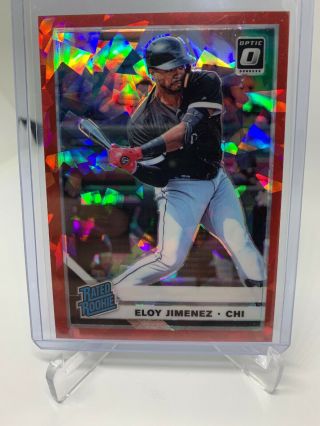 Eloy Jimenez 2019 Donruss Optic Baseball Rated Rookie Cracked Ice Red Fotl 3/7