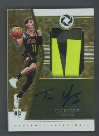 2018 - 19 Panini Opulence Trae Young Hawks Rpa Rc Rookie Patch Auto /79