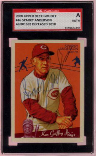 2008 Upper Deck Goudey 46 Sparky Anderson Sgc Signed Auto Jgr1556