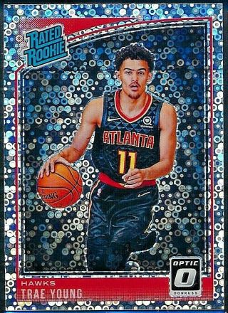2018 - 19 Optic Trae Young Prizm Rated Rc Rookie Silver Disco Hawks Fastbreak 198