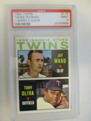 1964 Topps Baseball Card 116 Tony Oliva,  Rc,  Twins,  Psa 9