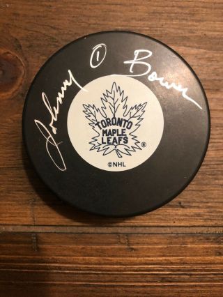 Johnny Bower Authentic Signed Puck Toronto Maple Leafs