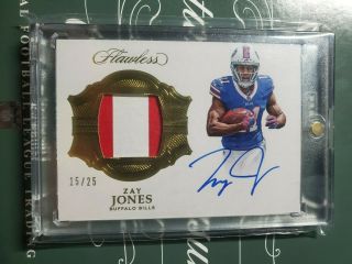 2017 Flawless Zay Jones 2 Color Rookie Rc Patch Auto Autograph On Card D 15/25
