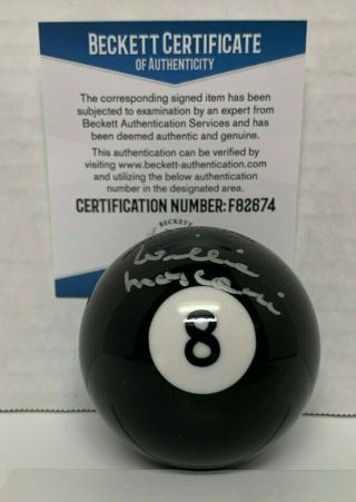 Willie Mosconi Autographed Signed Billiards 8 - Ball Beckett