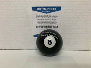 Willie Mosconi Autographed Signed Billiards 8 - Ball Beckett 2