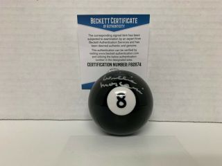 Willie Mosconi Autographed Signed Billiards 8 - Ball Beckett 3