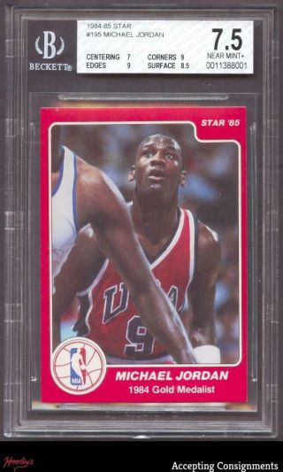 1984 - 85 Star 195 Michael Jordan Oly Rookie Bgs 7.  5 Near,  Bulls Rc