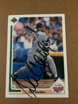 Dan Gladden Autographed Signed Baseball Card 1991 Upper Deck 659 Twins