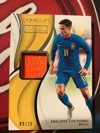 2018 - 19 Immaculate Soccer Boot Memorabilia Philippe Coutinho Match Worn 9/20